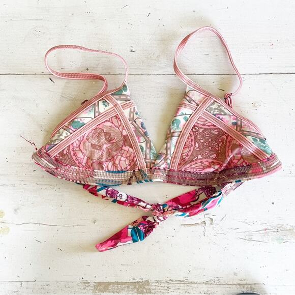 Maaji Pink Panda Floral Have a Seat Chair Reversible Triangle Bikini Top S - Picture 1 of 6